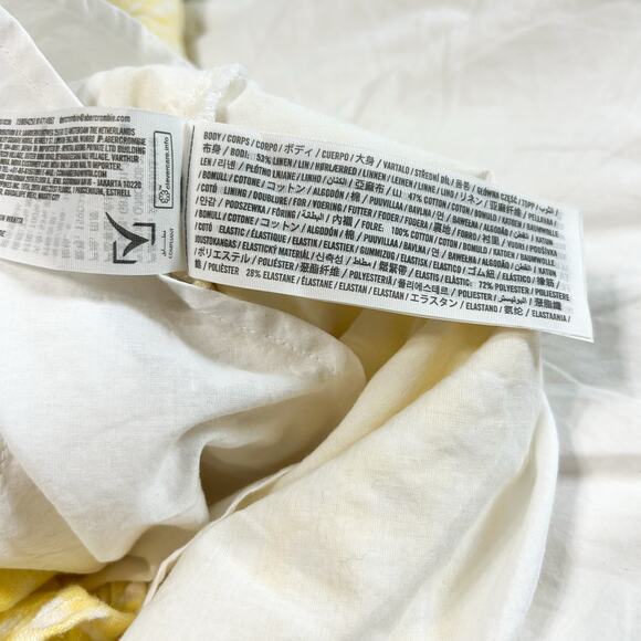 Abercrombie & Fitch Linen Gingham Mini Dress Yellow White V-Neck EUC Sz S - Picture 10 of 11